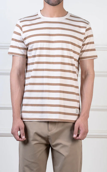 Yarn-dyed striped T-Shirt beige khaki