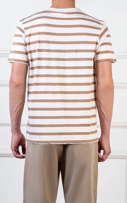 Yarn-dyed striped T-Shirt beige khaki